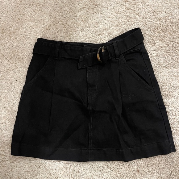 SOLD -Free People We The Free Black Denim Skirt Belted Black - Picture 2 of 5